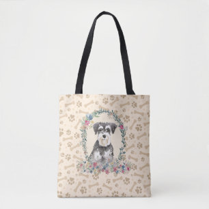 Tote Bag Empreinte de patte de chien Schnauzer Miniature et