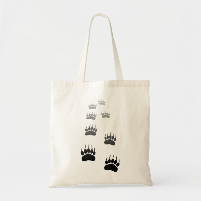 Tote Bag Empreinte de patte d'ours noir dégradant (Devant)