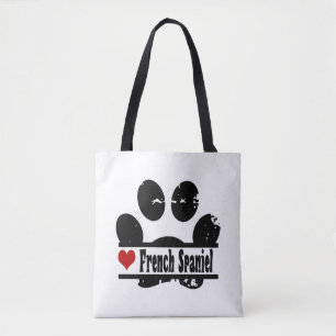Tote Bag Empreinte de patte français espagnol chien