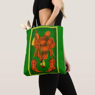 Tote Bag Empreinte de selle occidentale et bottes de cowboy