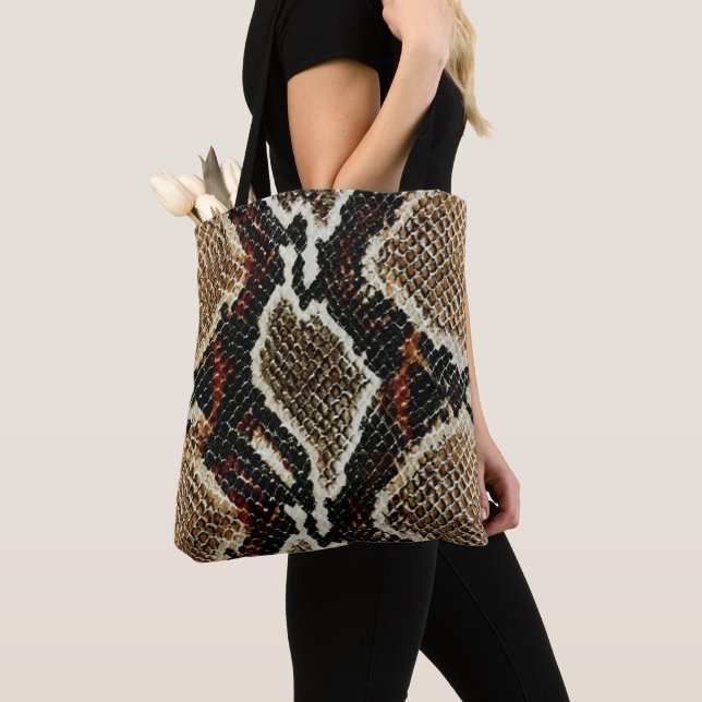 Tote Bag empreinte de serpent noir beige poster de animal (De près)