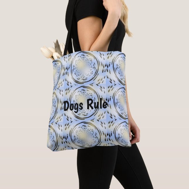 Tote Bag Empreintes de Patte de Chien Bleu (De près)