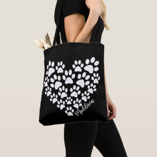 Tote Bag Empreintes de pattes cardiaques personnalisés