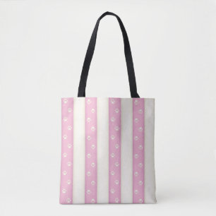 Tote Bag Empreintes de pattes de chats sur Pink & Antique W