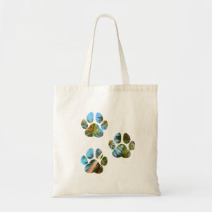Tote Bag Empreintes de pattes de chiens - Palmiers tropicau