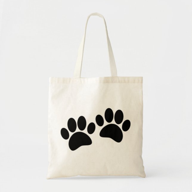 Tote Bag Empreintes de pattes de marionnettes noires en car (Devant)