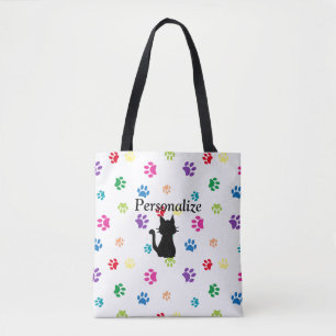 Tote Bag Empreintes de pattes peints en arc-en-ciel personn
