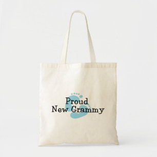 Tote Bag Empreintes de pied de bébé garçon de Grammy fière
