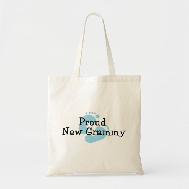 Tote Bag Empreintes de pied de bébé garçon de Grammy fière (Devant)