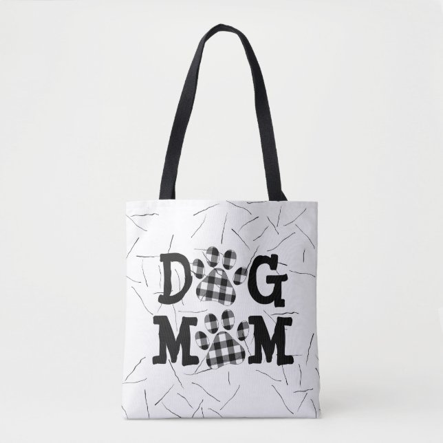 Tote Bag Empreintes et cheveux MOM DOG Plaid (Devant)