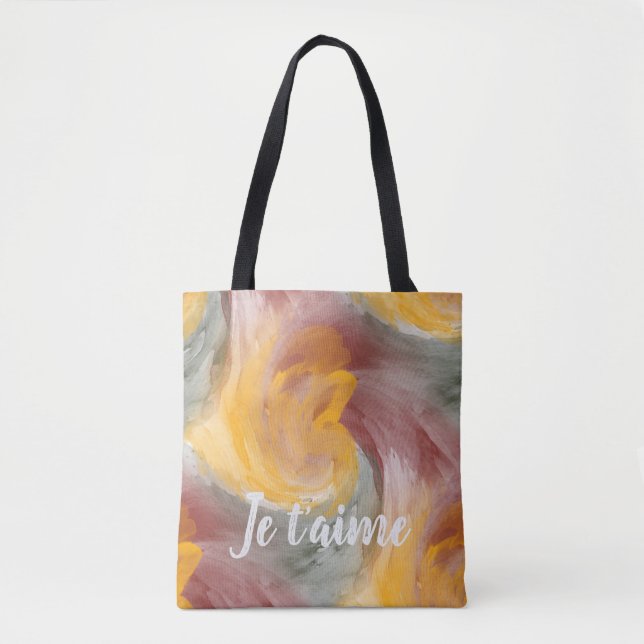 Tote Bag En amour Français Automne Aquarelle Paint Swirls (Devant)