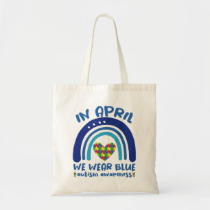 Tote Bag En avril, nous portons du bleu Mois de la sensibil