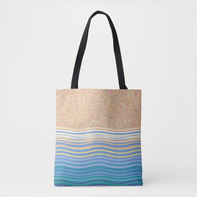 Tote Bag "En bord de mer" vacances plage sable et vagues (Devant)