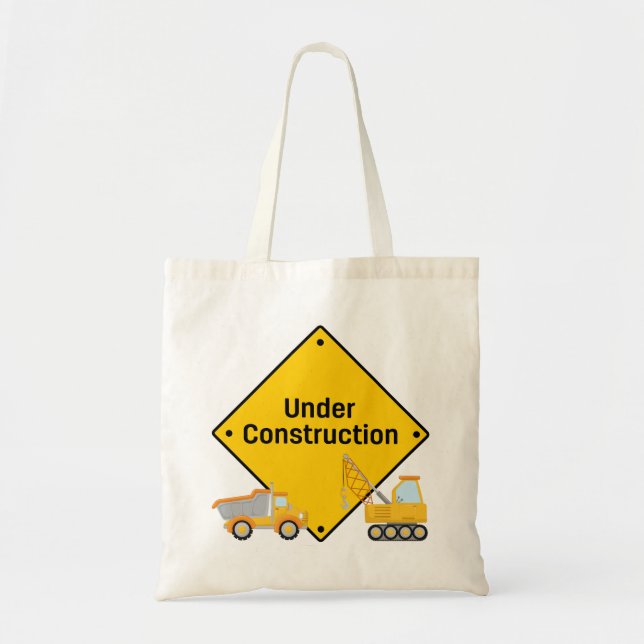 Tote Bag En construction avec camions (Devant)