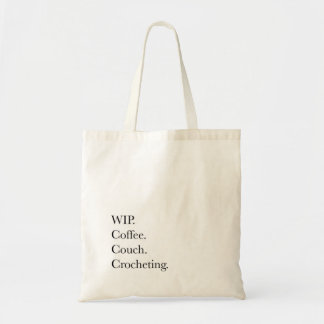 Tote Bag En cours. Café. Canapé. Crochet.