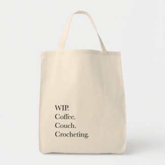 Tote Bag En cours. Café. Canapé. Crochet.