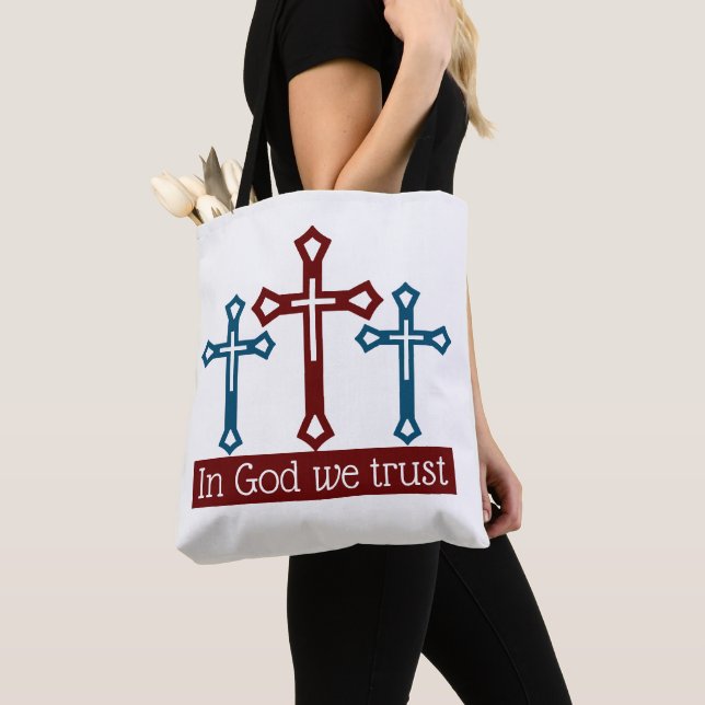 Tote Bag En Dieu, nous faisons confiance, Crucifix (De près)