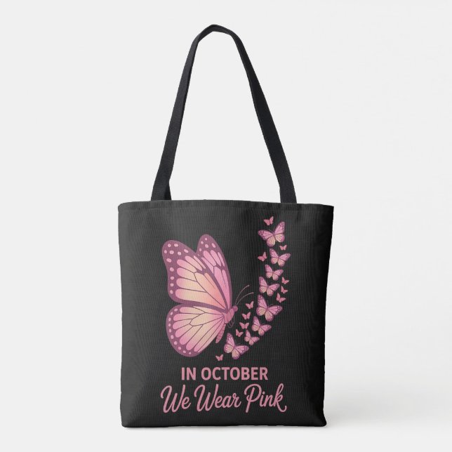 Tote Bag En octobre Papillon Poitrine Rose (Dos)