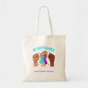 Tote Bag En septembre, portez du ruban sarcelle violet pour