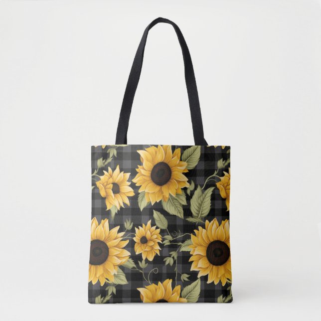 Tote Bag en vichy Motif tournesol (Devant)