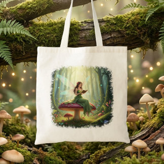 Tote Bag Enchanted Day Fairy Reading a Book