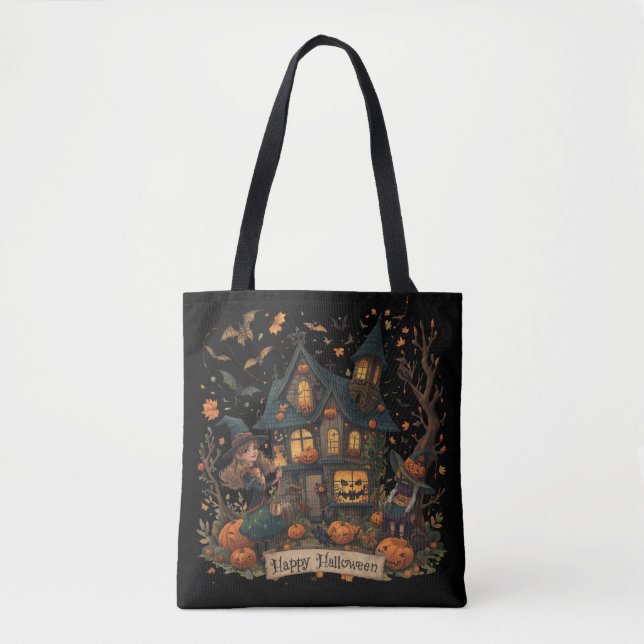 Tote Bag Enchanted Haunted House Halloween (Devant)