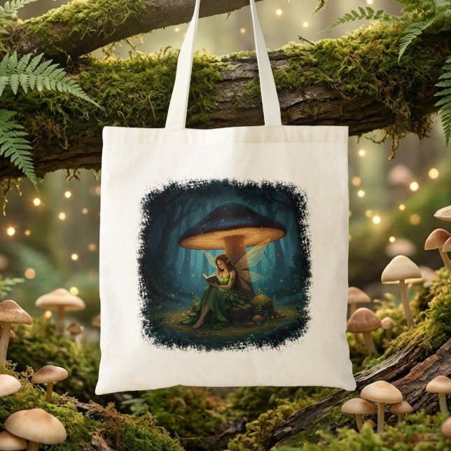 Tote Bag Enchanted Night Fairy Reading a Book (Créateur téléchargé)