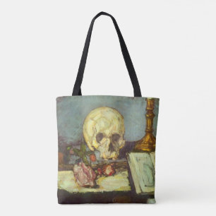 Tote Bag Encore la vie avec le crâne, bougie, livre par Pau