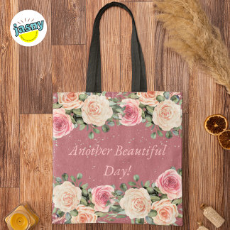 Tote Bag Encore une belle journée Soft White Rose