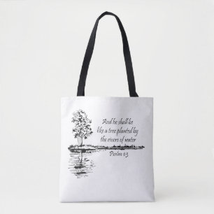 Tote Bag Encourageant Écriture Psaume 1:3