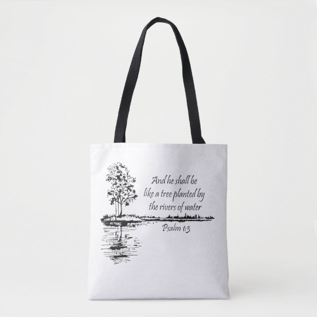 Tote Bag Encourageant Écriture Psaume 1:3  (Devant)