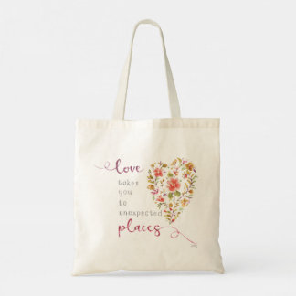 Tote Bag Encouragement de l'aquarelle du coeur floral
