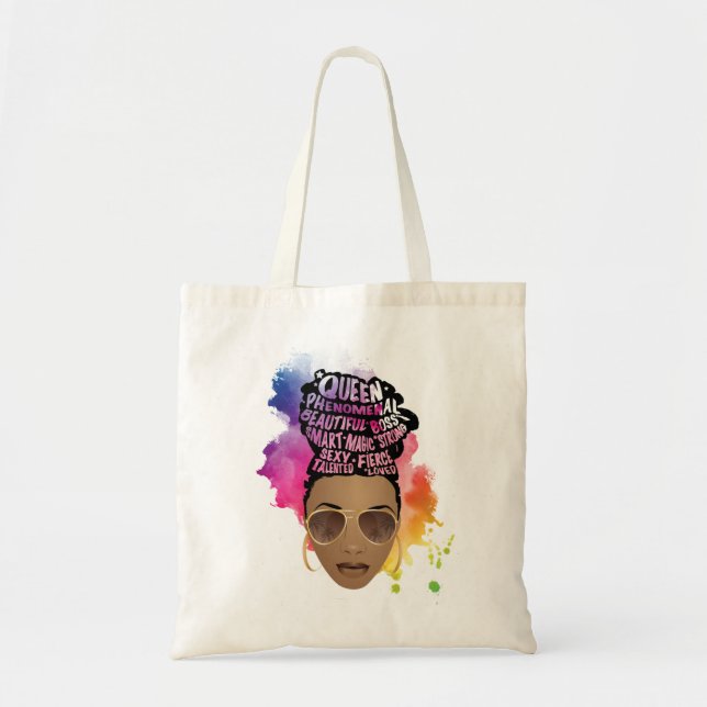Tote Bag Encourager les femmes noires, cheveux naturels, aq (Devant)