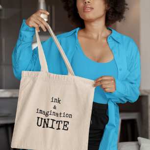 Tote Bag Encre & Imagination Unite Book Lovers Writers Cade