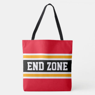 Tote Bag END ZONE Sporty Rouge Orange Noir Rayures