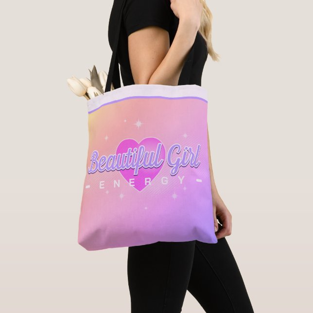 Tote Bag Énergie de fille magnifique ROSE (De près)