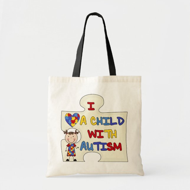 Tote Bag Enfant avec la fille 2 de brune d'autisme (Devant)