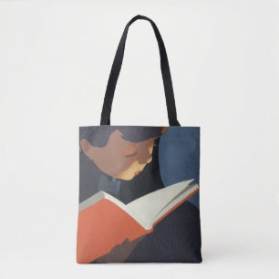Tote Bag Enfant Vintage Lisant un Livre de la Bibliothèque