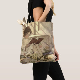 Tote Bag Enfant Vintage lisant un livre, Jessie Willcox Smi