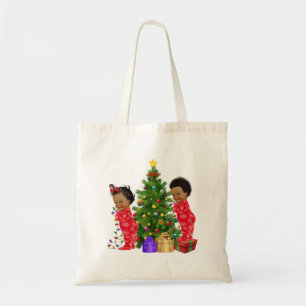 Tote Bag Enfants afro-américains Noël Fourre-tout avec enfa