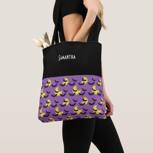 Tote Bag Enfants Chauve-souris d'Halloween Voler Crescent L (De près)