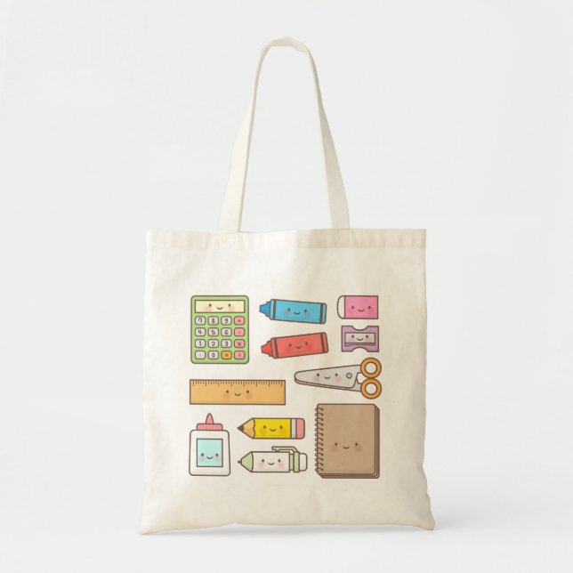 Tote Bag Enfants de Kawaii de nouveau aux fournitures (Devant)