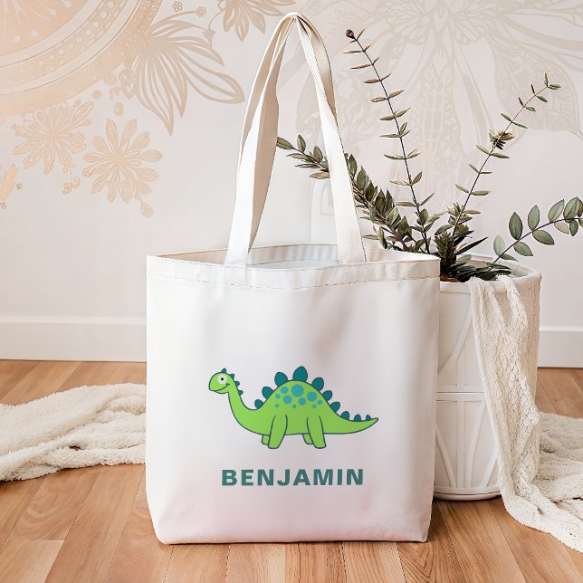 Tote Bag Enfants Dinosaure Vert Mignon (Créateur téléchargé)