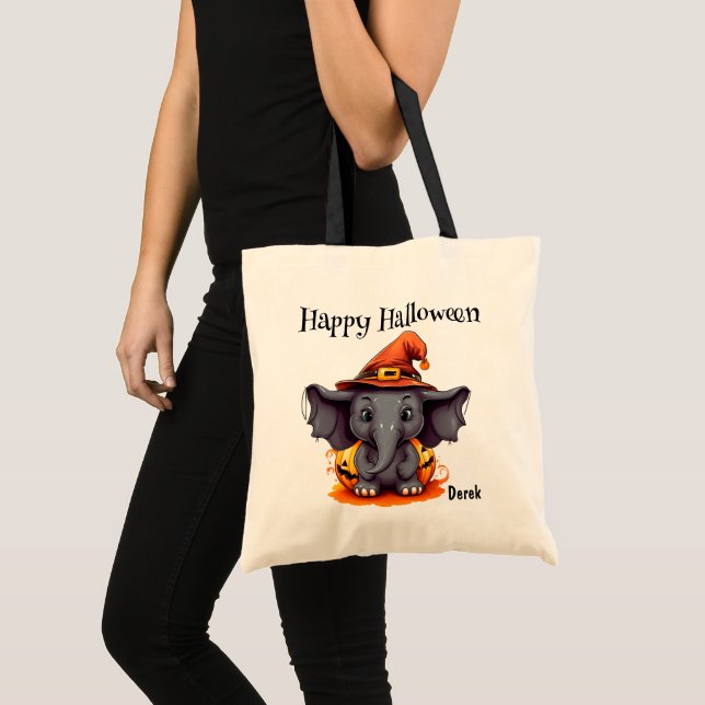 Tote Bag Enfants Eléphants mignons Halloween Trick ou Treat (Devant (produit))