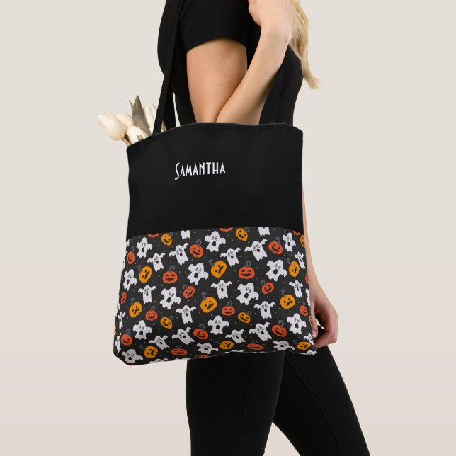 Tote Bag Enfants Halloween Fantômes Éffrayants et Jack Lant (De près)