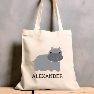 Tote Bag Enfants Hippopotame Mignon Personnalisé