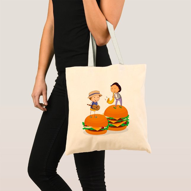 Tote Bag Enfants jouant de la musique sur des cheeseburgers (Créateur téléchargé)