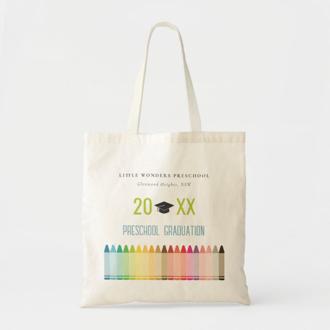 Tote Bag Enfants mignons Crayon Fun Rainbow Preschool Gradu (Devant)