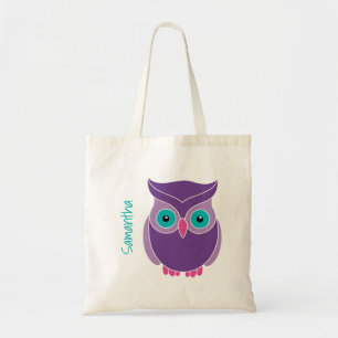 Tote Bag Enfants Personnalisé Purple Chouette Turquoise