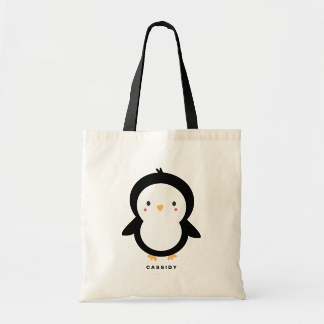 Tote Bag Enfants pingouins noirs et blancs Personnalisés (Devant)
